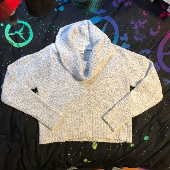 🔹Gray Cropped Cowl Neck Sweater Junior’s Large - Picture 1 of 3